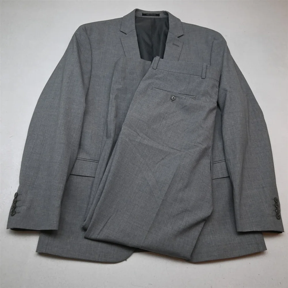 Bar III 42R 36x34 Gray Stretch Wool Slim Fit Mens Jacket Pants Suit